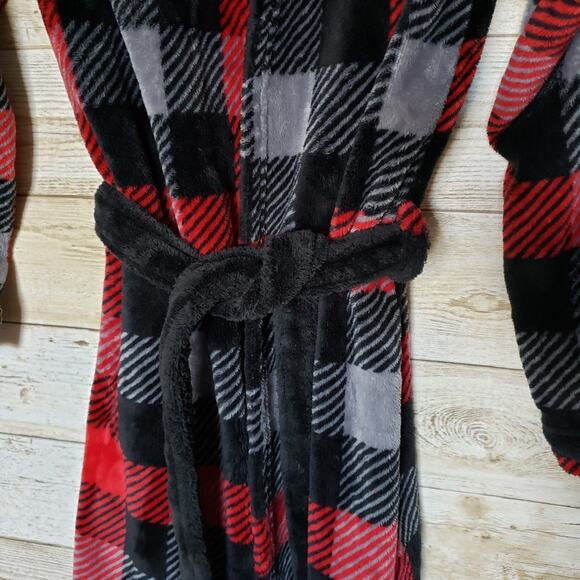 Cuddl Duds Hooded Robe Moose Antlers Youth Size Large Plaid Belted Animal Bath - Picture 3 of 9